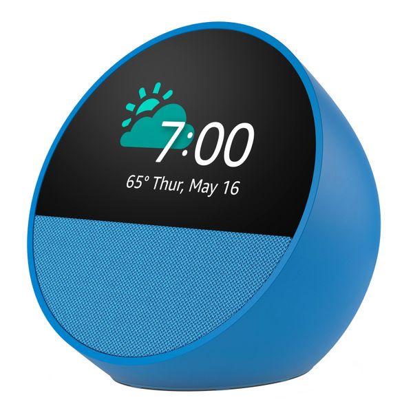 Parlante Alexa Amazon Echo Spot color azul ENERO EN MOVIMIENTO