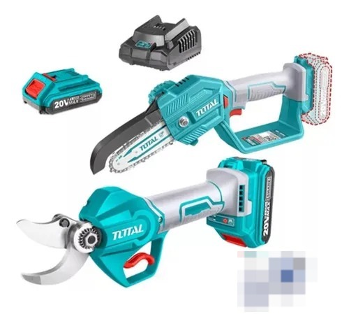 Kit Motosierra + Tijera De Podar Jardìn 20v Total  Color Turquesa