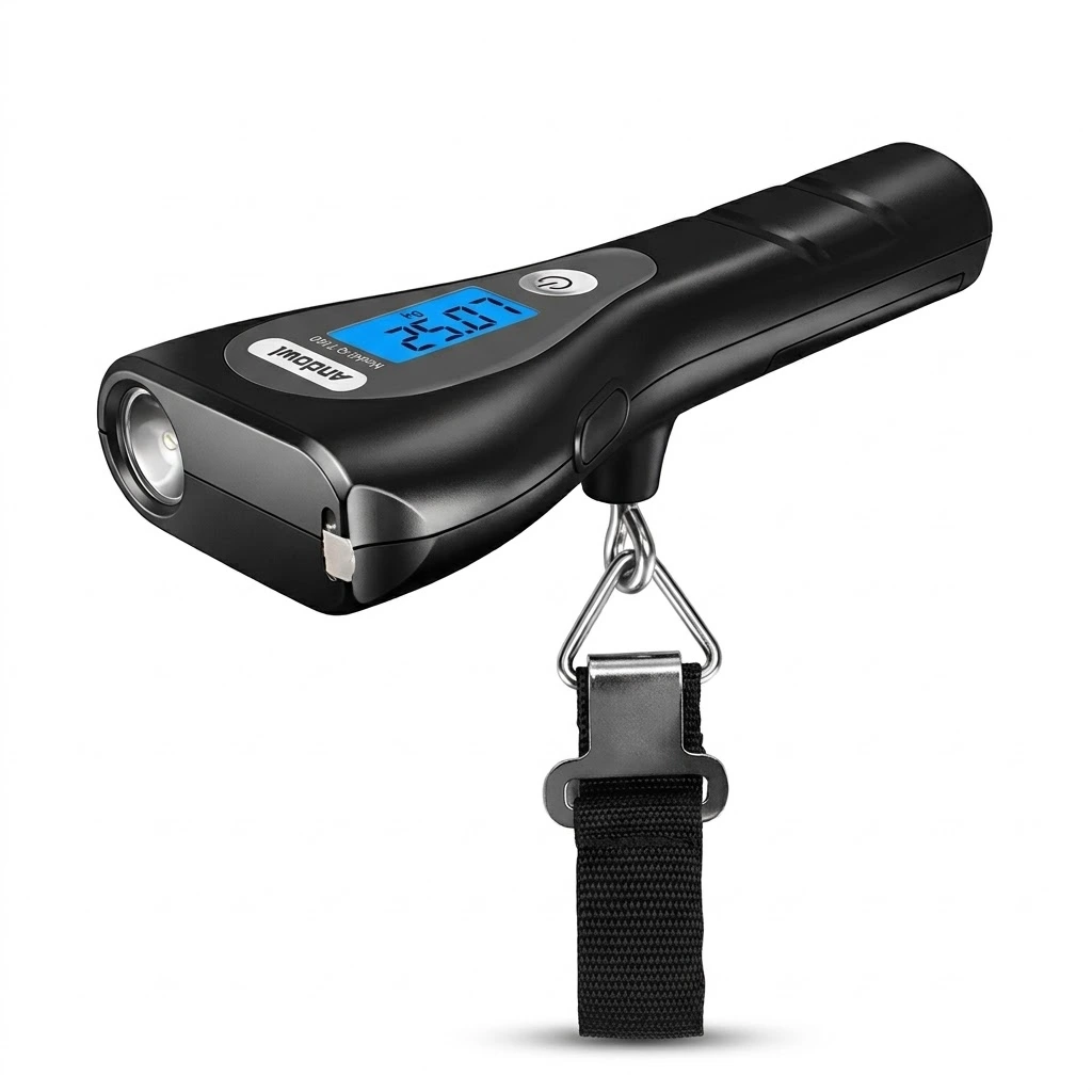 [P000000683] Balanza Digital Portátil para Equipaje 50 kg Andowl Q-T158 con Linterna y Cinta Métrica
