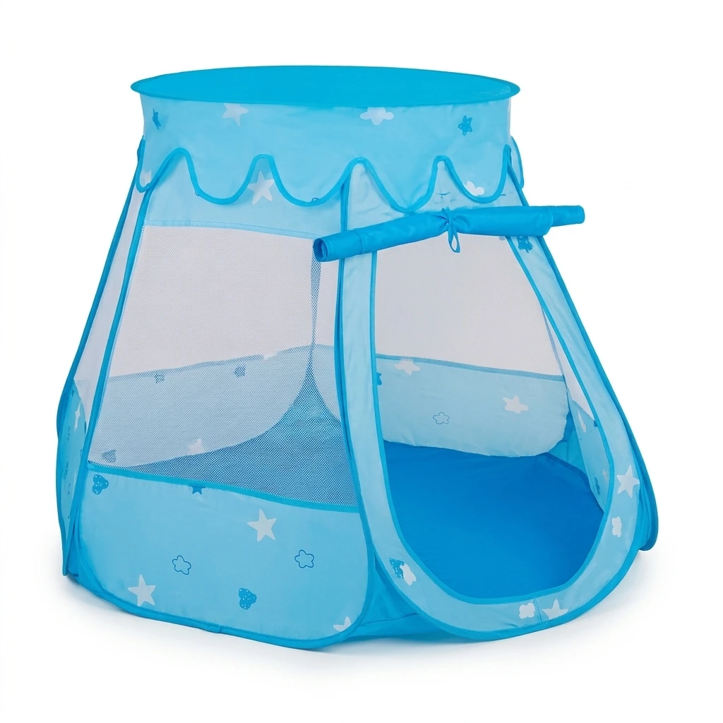 CARPA CASTILLO INFANTIL AZUL CON ESTRELLAS Y NUBES