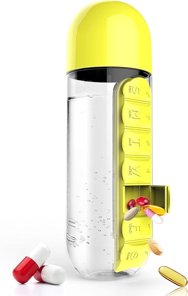 ORGANIZADOR DE PASTILLAS Y BOTELLA DE AGUA