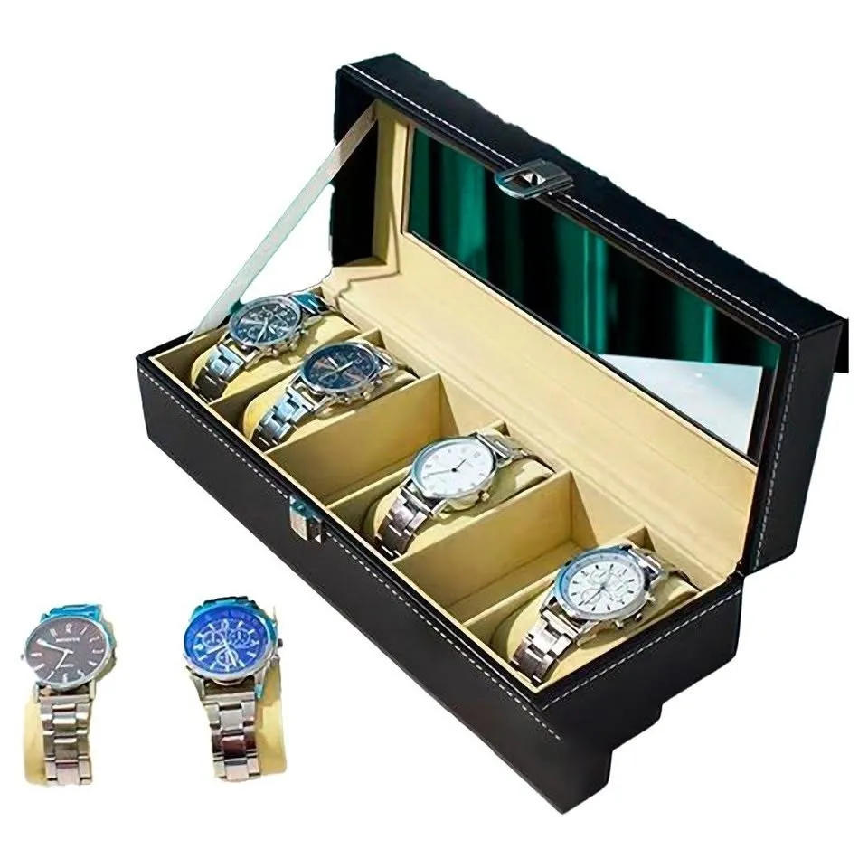 CAJA ORGANIZADORA PARA 6 RELOJES CON TAPA TRANSPARENTE
