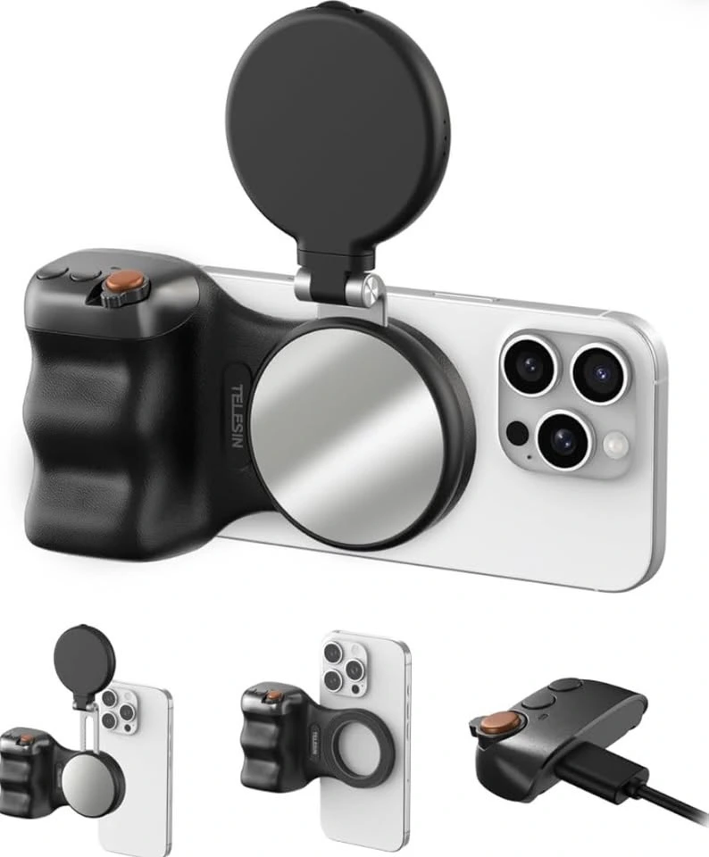 [TELEKITCO3] Accesorio para tomar fotos celular Telesin magnético + luz led Grip