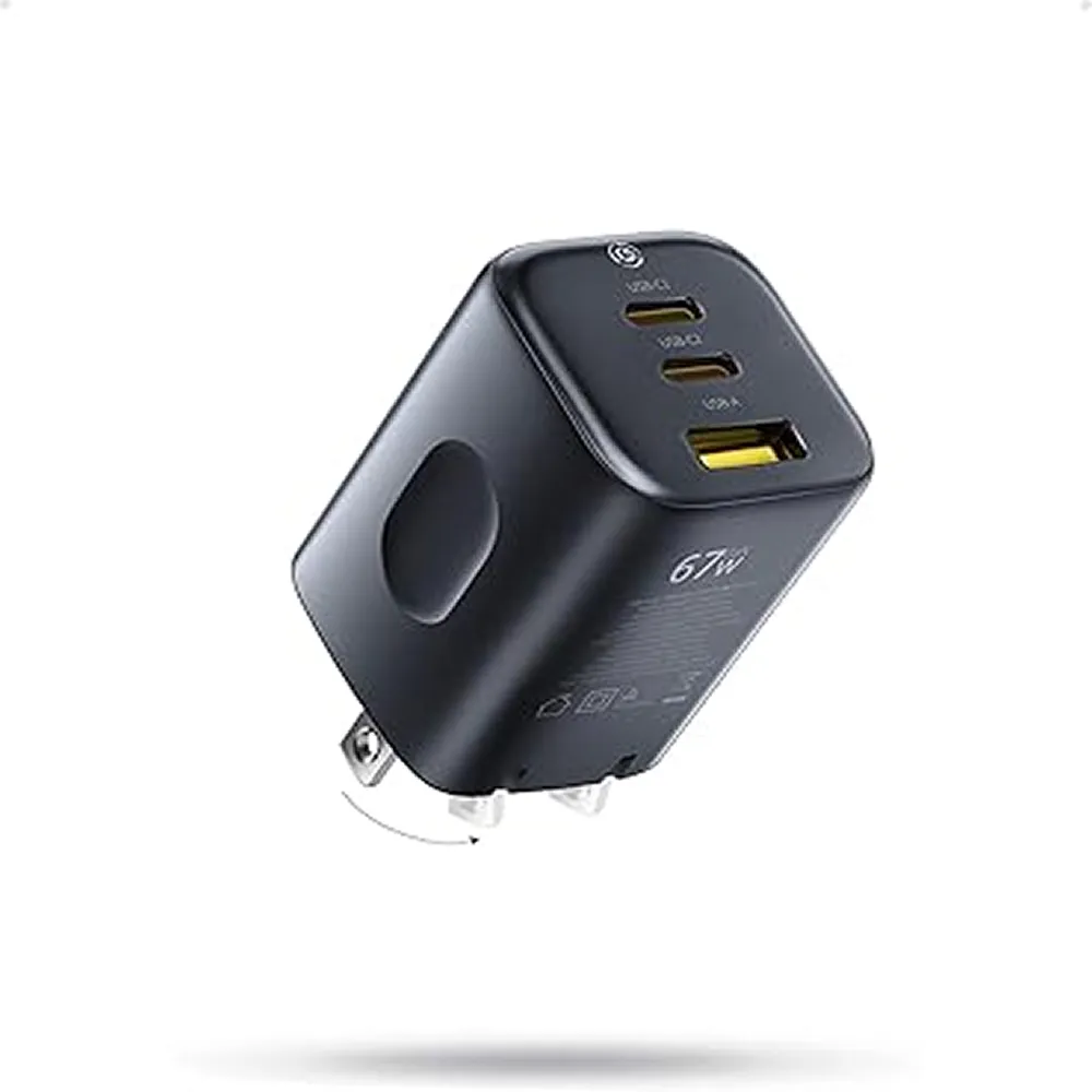Cargador 67W Baseus PICOGO USB-C 3-Puertos Carga Rapida Laptop/Tablet/Celular