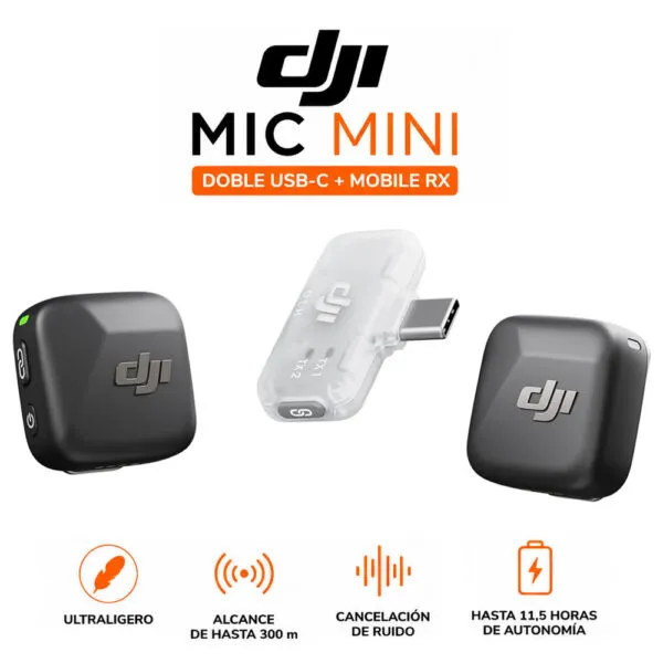 Microfonos Dobles DJI Mic Mini USB-C + Mobile RX