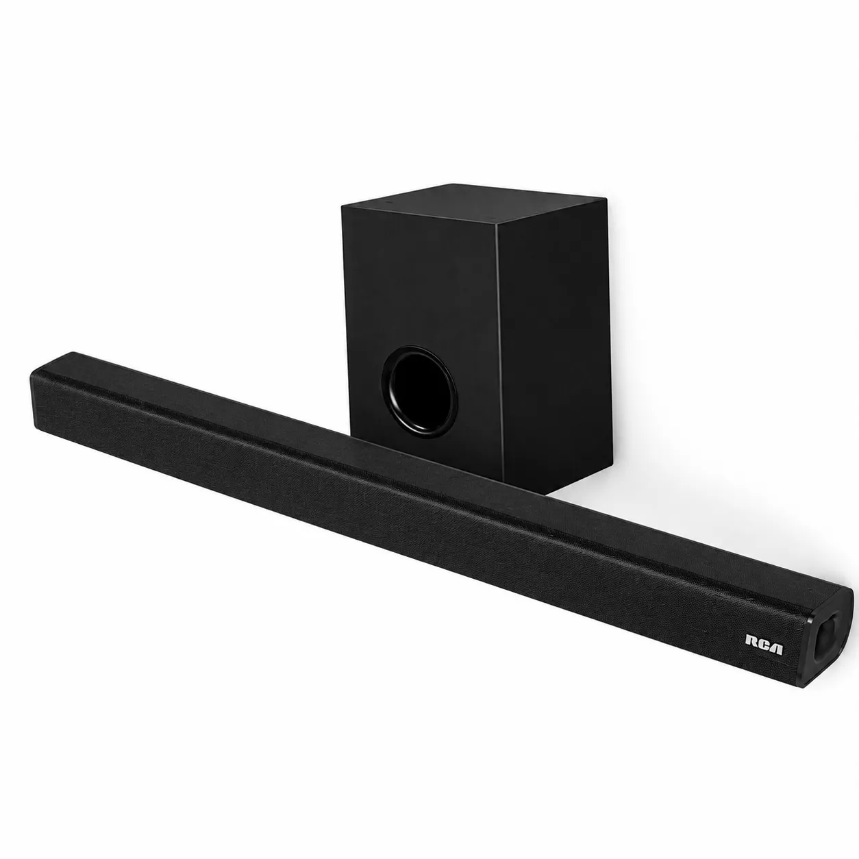 SISTEMA DE SONIDO BARRA Y SUBWOOFER RCA THEATER 2.1 (300W RMS)
