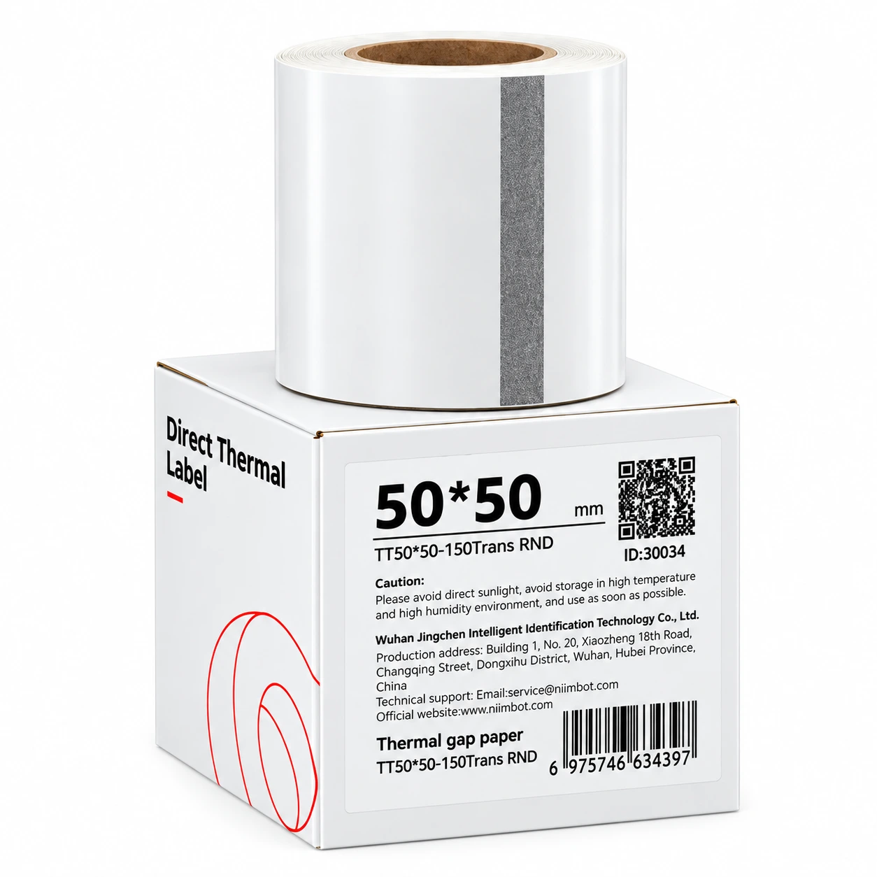 Rollo de Etiqueta Redonda Transparente T50*50-150trans Rnd para Impresora Niimbot