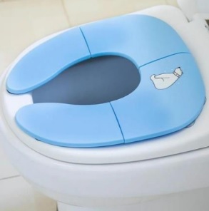 Asiento de baño plegable para viaje para niños - ventosas antideslizantes - color azul