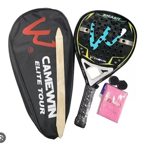 Pala raqueta padel incluye estuche, muñequeras y 2 overgrips