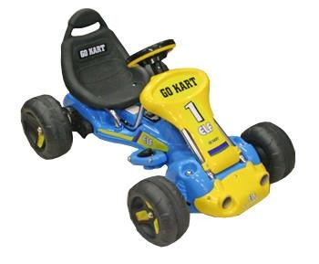 Carro Coche De Pedales Niños Color Azul con Amarillo
