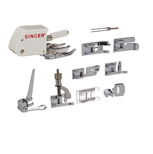 [41593] Kit De Accesorios De Máquina De Coser Singer Incluye 9 Prensatelas, Aguja Doble Y Estuche