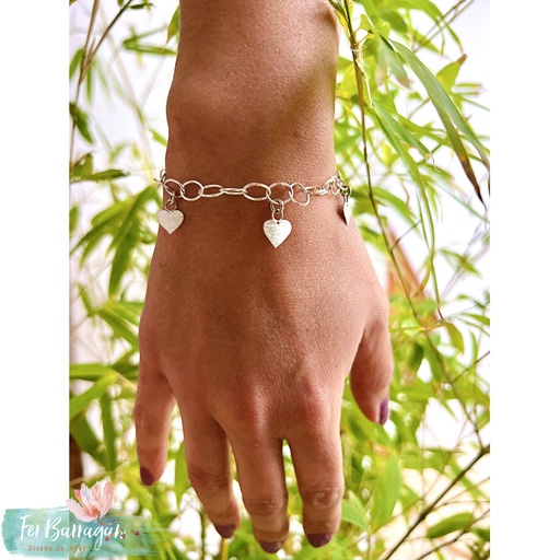[Barragan_11] Pulsera 3 Corazones De Plata