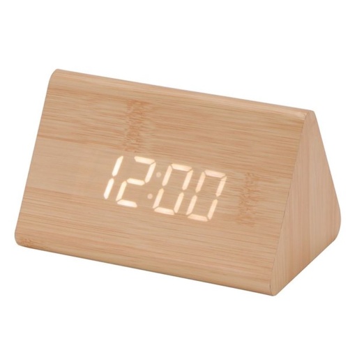 [O6716640] Reloj despertador digital de madera, ebasix
